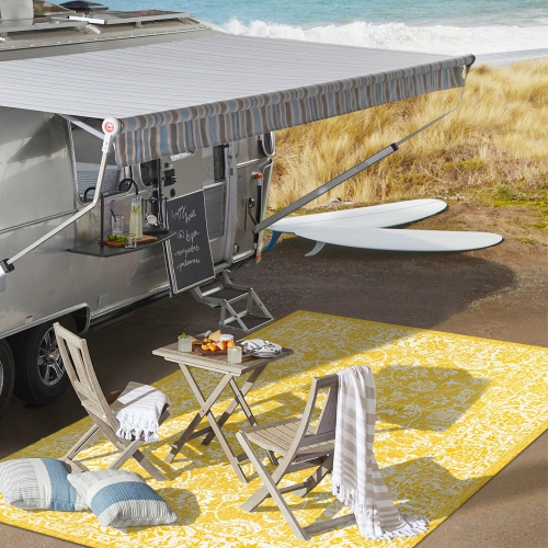 Tela Bohemian Textured Weave Floral Indoor/Outdoor Area Rug