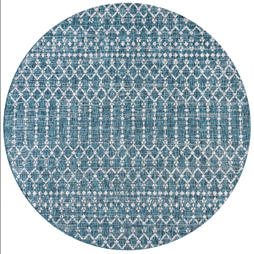 JONATHAN Y  Ourika Moroccan Geometric Textured Weave Indoor/outdoor Round Rug