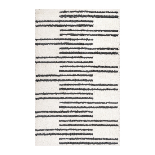 Petra Stripe Geometric Shag Area Rug