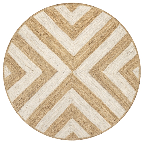 JONATHAN Y  Piper Two Tone Chevron Round Jute Area Rug