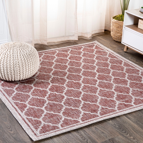 Trebol Moroccan Trellis Textured Weave Indoor/Outdoor Area Rug