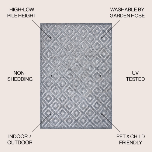 Portmany Neutral Diamond Trellis Indoor/Outdoor Area Rug