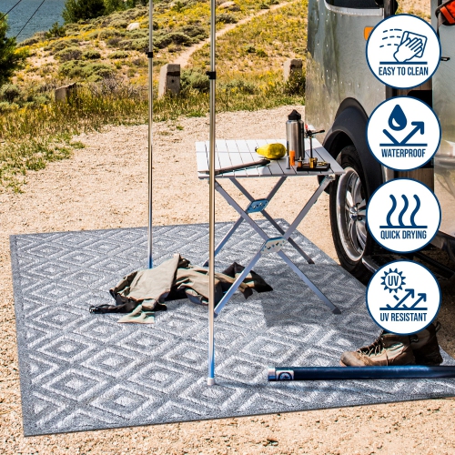 Portmany Neutral Diamond Trellis Indoor/Outdoor Area Rug