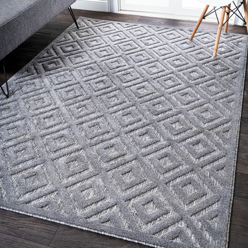 Portmany Neutral Diamond Trellis Indoor/Outdoor Area Rug