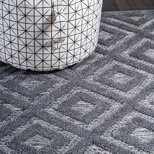 Portmany Neutral Diamond Trellis Indoor/Outdoor Area Rug