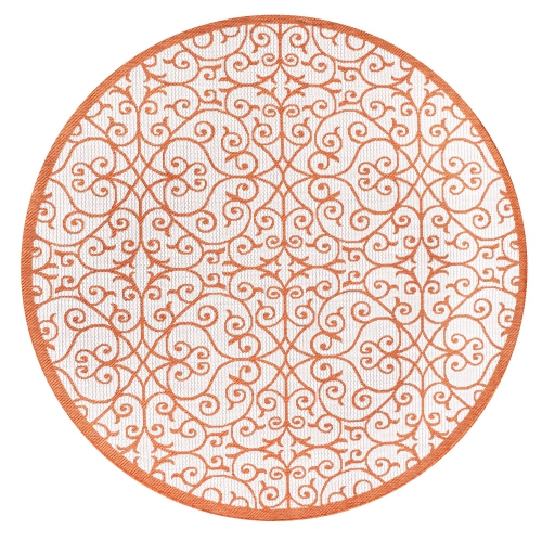 JONATHAN Y  Madrid Vintage Filigree Textured Weave Indoor/outdoor Round Rug