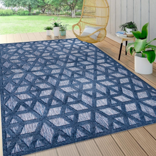 Talaia Neutral Geometric Indoor/Outdoor Area Rug