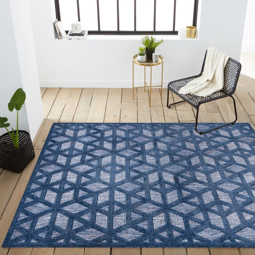 Talaia Neutral Geometric Indoor/Outdoor Area Rug