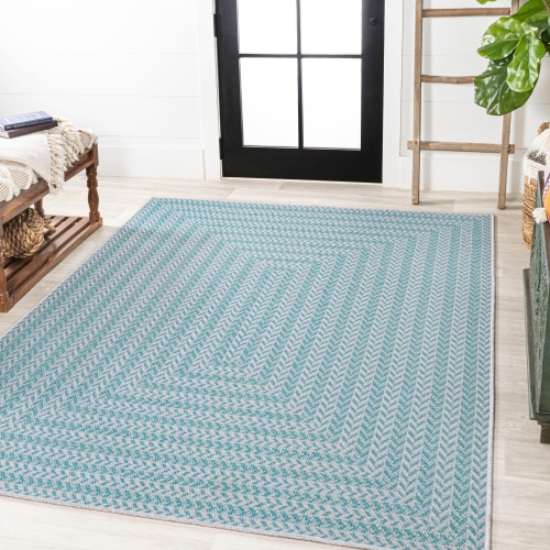 Chevron Modern Concentric Squares Indoor/Outdoor Area Rug