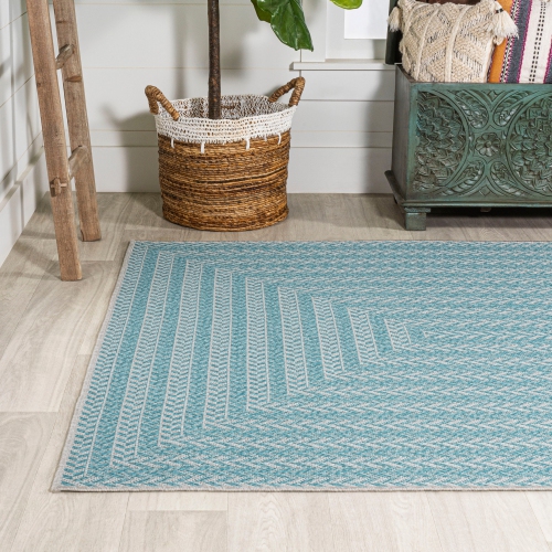 Chevron Modern Concentric Squares Indoor/Outdoor Area Rug