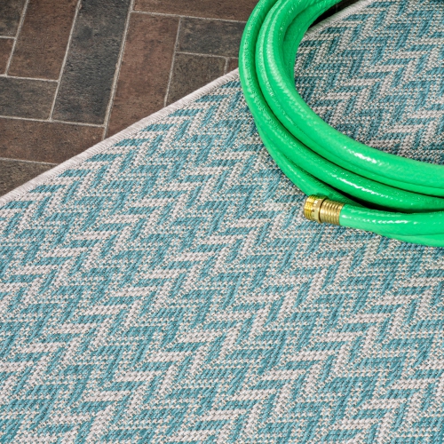 Chevron Modern Concentric Squares Indoor/Outdoor Area Rug