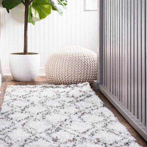 Soller Diamond Trellis Shag Area Rug