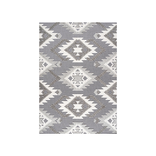 Sumak High-Low Pile Neutral Diamond Kilim Area Rug