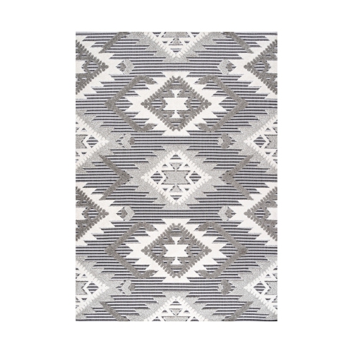 JONATHAN Y  Sumak High-Low Pile Neutral Diamond Kilim Area Rug