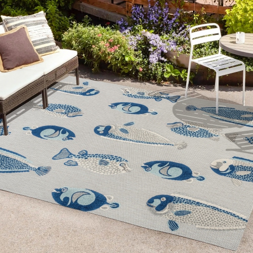 Algarve Modern Fish High-Low Indoor/Outdoor Area Rug