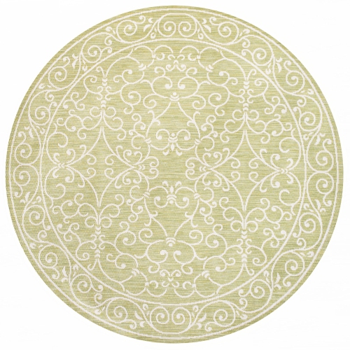 JONATHAN Y  Charleston Vintage Filigree Textured Weave Indoor/outdoor Round Rug
