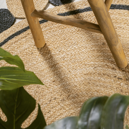 Aurora Two Tone Jute Hippy Circle Medallion Area Rug