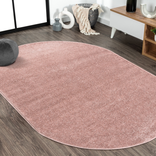Haze Solid Low Pile Area Rug Pink