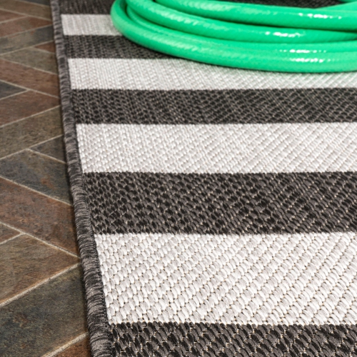 Negril Two Tone Wide Stripe Indoor/Outdoor Area Rug