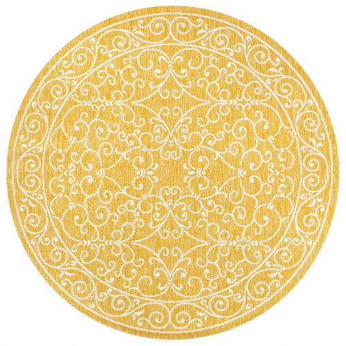 JONATHAN Y  Charleston Vintage Filigree Textured Weave Indoor/outdoor Round Rug