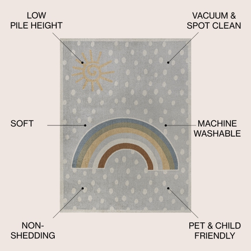 Tapis moderne lavable à la machine Rainbow Dot de Minha