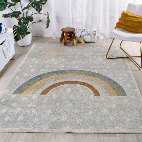 Tapis moderne lavable à la machine Rainbow Dot de Minha