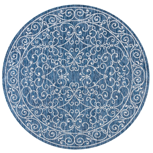 JONATHAN Y  Charleston Vintage Filigree Textured Weave Indoor/outdoor Round Rug