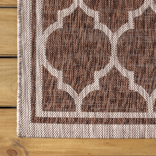 Tapis d'intérieur/d'extérieur Trebol Moroccan Trellis Textured Weave