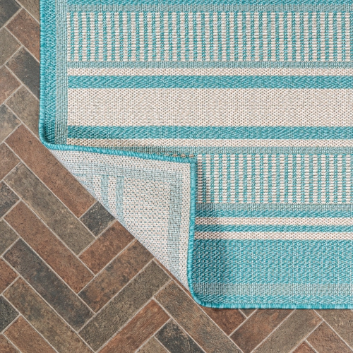 Haynes Modern Double Stripe Indoor/Outdoor Area Rug