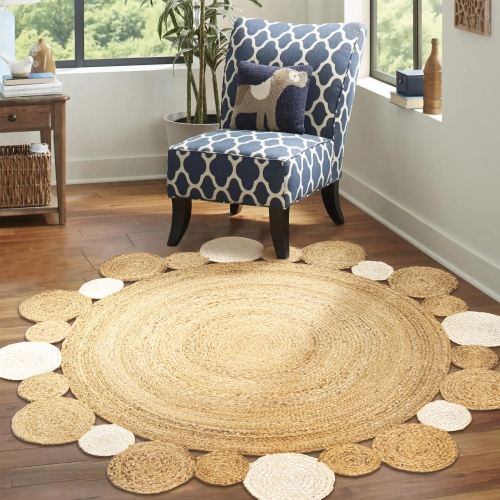 Ayana Two Tone Jute Hippy Circle Area Rug