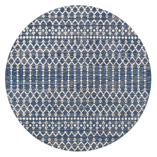 JONATHAN Y  Ourika Moroccan Geometric Textured Weave Indoor/outdoor Round Rug