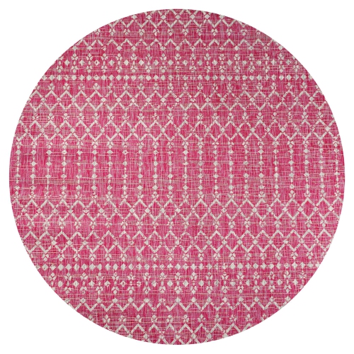 JONATHAN Y  Ourika Moroccan Geometric Textured Weave Indoor/outdoor Round Rug