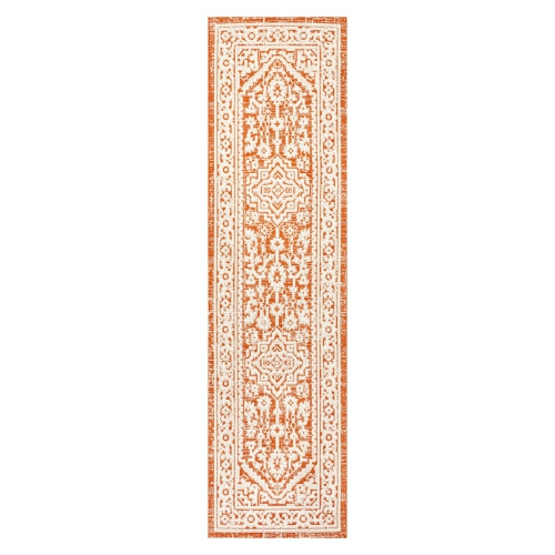 Tapis d'intérieur/d'extérieur Sinjuri à motif de médaillon texturé