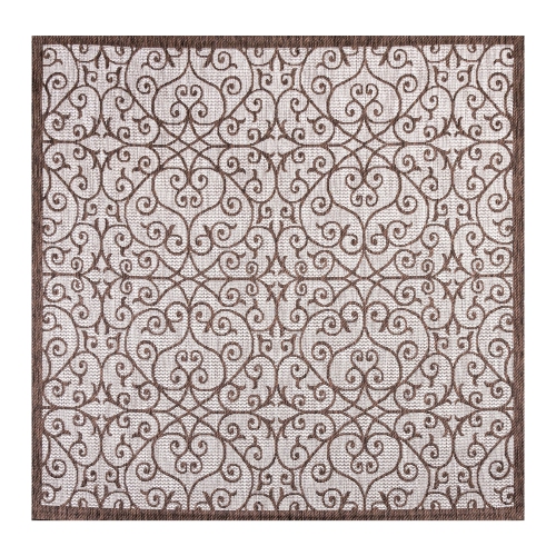 Madrid Vintage Filigree Textured Weave Indoor/Outdoor Square Rug