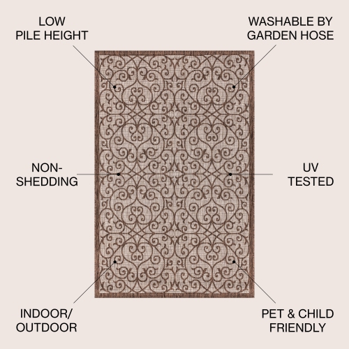 Madrid Vintage Filigree Textured Weave Indoor/Outdoor Square Rug