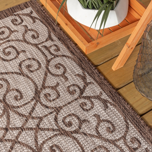Madrid Vintage Filigree Textured Weave Indoor/Outdoor Square Rug