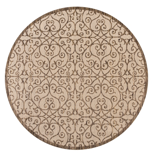 JONATHAN Y  Madrid Vintage Filigree Textured Weave Indoor/outdoor Round Rug