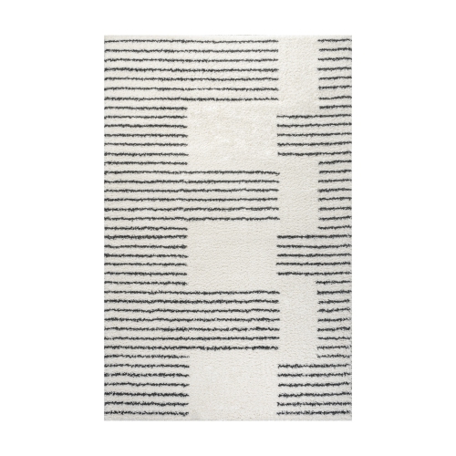 Petra Abstract Stripe Geometric Shag Area Rug