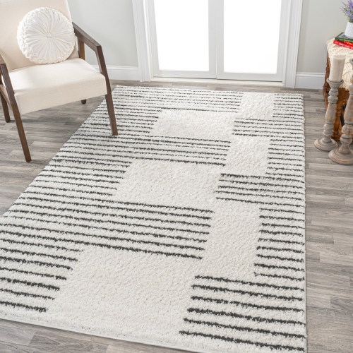 Petra Abstract Stripe Geometric Shag Area Rug