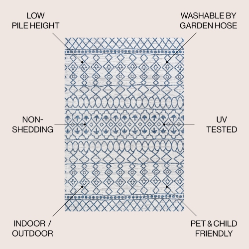 Kafel Tribal Bohemian Indoor/Outdoor Area Rug