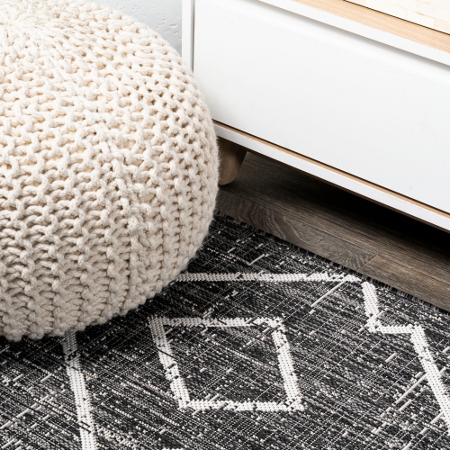 Tapis d'intérieur/d'extérieur à motif de treillis et motif tribal de Carwa