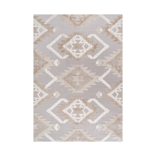JONATHAN Y  Sumak High-Low Pile Neutral Diamond Kilim Area Rug
