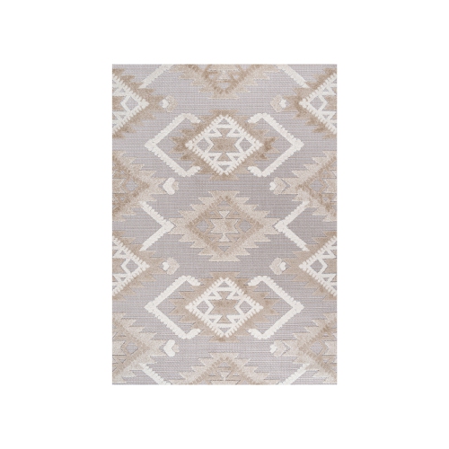 JONATHAN Y  Sumak High-Low Pile Neutral Diamond Kilim Area Rug