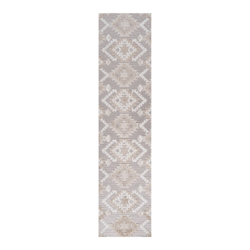 JONATHAN Y  Sumak High-Low Pile Neutral Diamond Kilim Area Rug