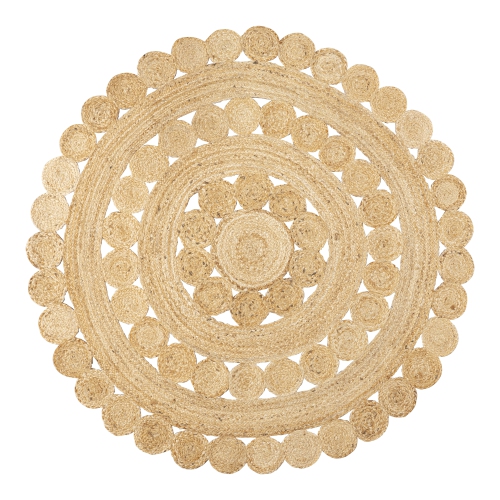 Daisy Hippy Jute Medallion Circle Area Rug