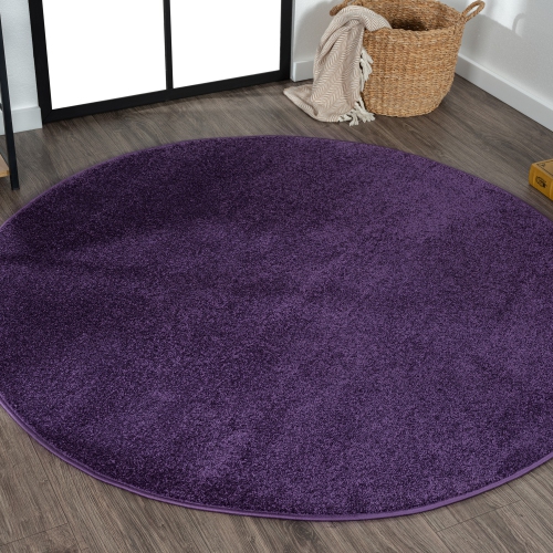Haze Solid Low Pile Area Rug Purple
