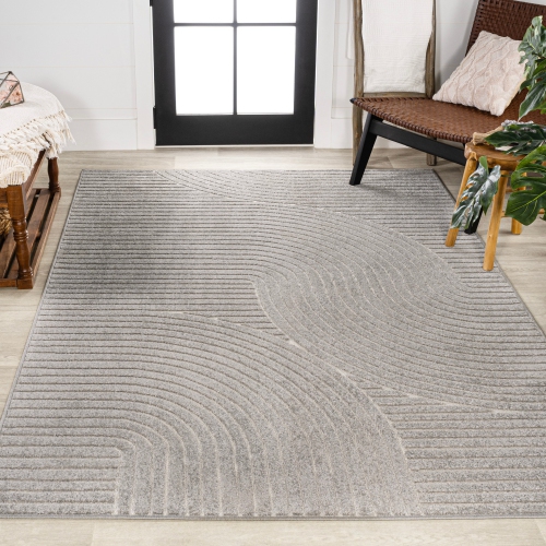 Tapis à motif géométrique courbé minimaliste de Skagen