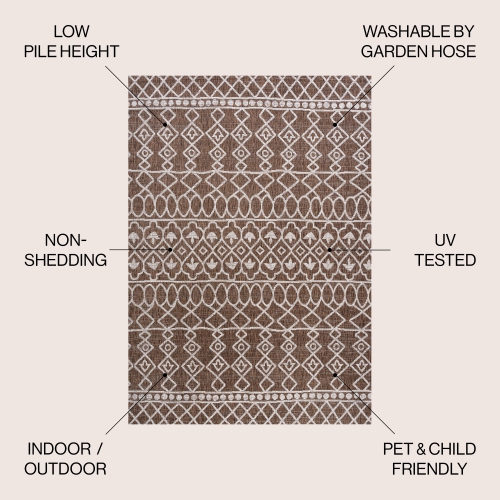 Kafel Tribal Bohemian Indoor/Outdoor Area Rug