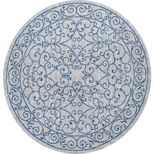 JONATHAN Y  Charleston Vintage Filigree Textured Weave Indoor/outdoor Round Rug