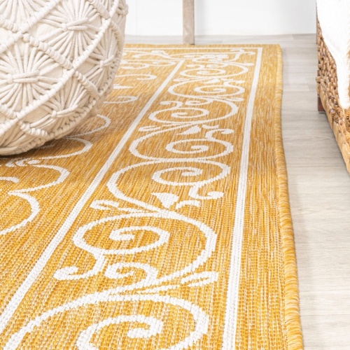 Tapis d'intérieur/d'extérieur à motif de filigrane texturé Charleston rétro